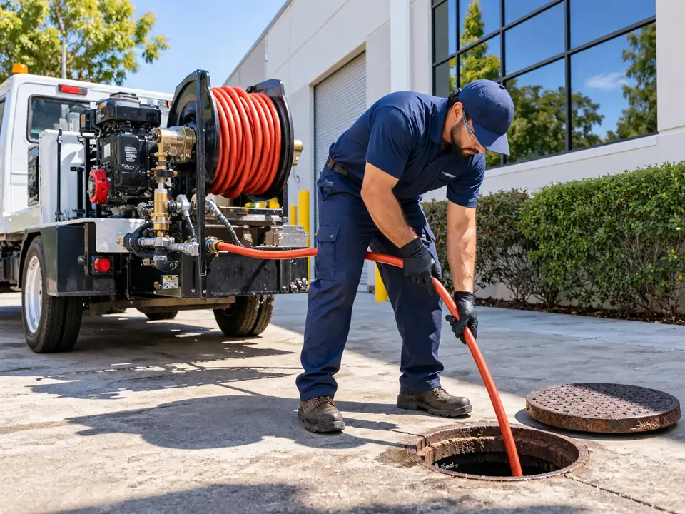 Commercial hydro jetting at a Whittier business